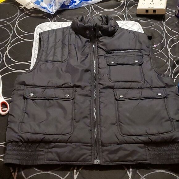 Ozark Trail Grey Puffy Vest Large Vintage Black - Picture 1 of 5